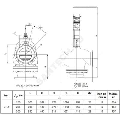 Клапан регулирующий чугун VF3 Ду 125 Ру16 фл Kvs=220м3/ч Danfoss 065B3125