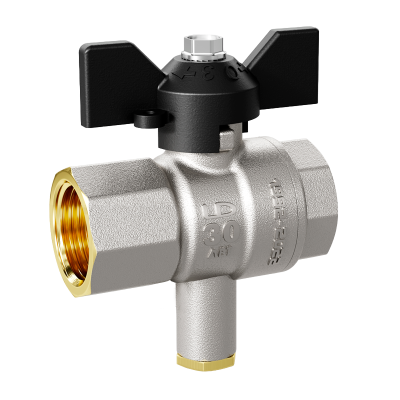 Кран шаровой латунный для датчика температуры LD Pride 45.15.В-В.Т.Б Ду 15 Ру 40 бабочка