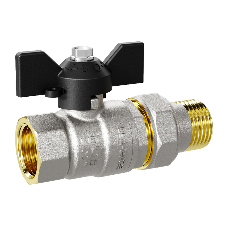 Кран шаровой латунный LD Pride 47.25.В-ГШ.Б Ду 25 Ру 40 бабочка с биркой