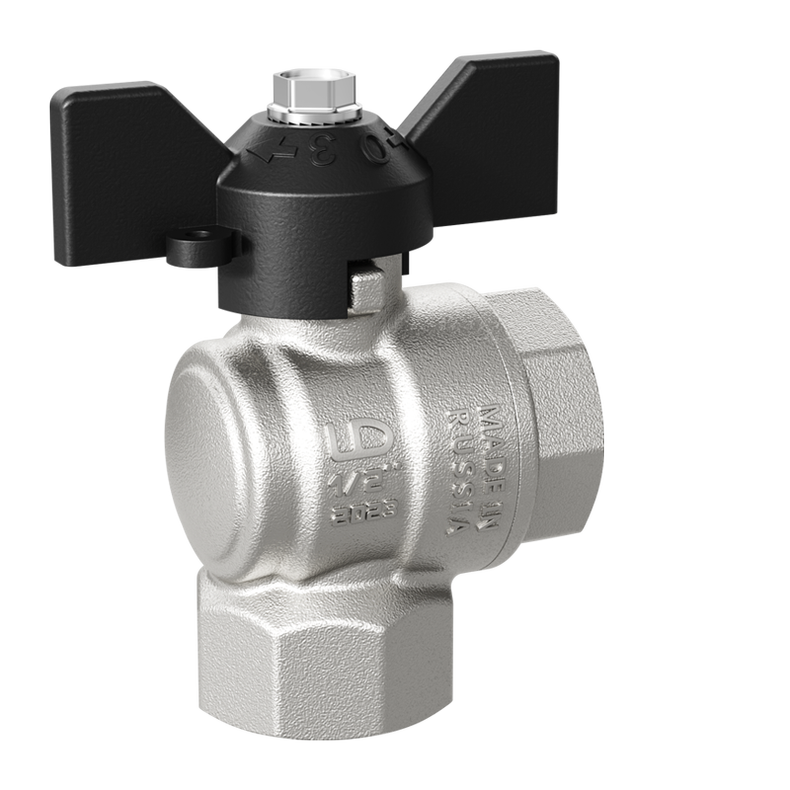 Кран шаровой латунный угловой LD Pride 47.15.В-В.У.Б Ду 15 Ру 40 бабочка с биркой