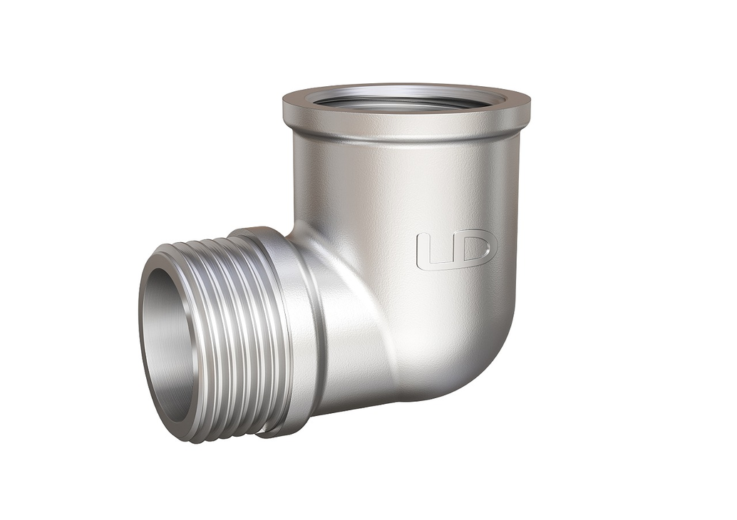 Угол 90 гр LD Pride DN15 (1/2") ВР/НР латунь никель