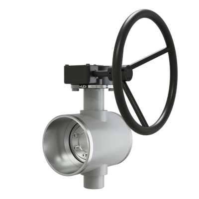 Поворотно-дисковый затвор 3-х эксцентриковый LD с редуктором L из стали 20, ПДЗ.П.Р.250.025.02 с редуктором L