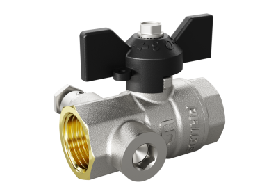 Кран шаровой латунный с дренажем и воздухоотводчиком трехходовой LD Pride 44.15.В-В.С.Б  Ду 15 Ру 40 бабочка