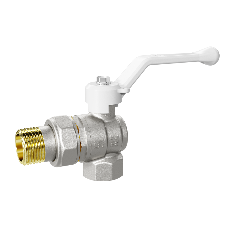 Кран шаровой латунный угловой LD Pride 47.15.В-ГШ.У.Р Ду 15 Ру 40 рычаг (white)