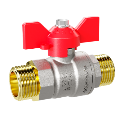 Кран шаровой латунный LD Pride 47.15.Н-Н.Б Ду 15 Ру 40 бабочка (red) с биркой