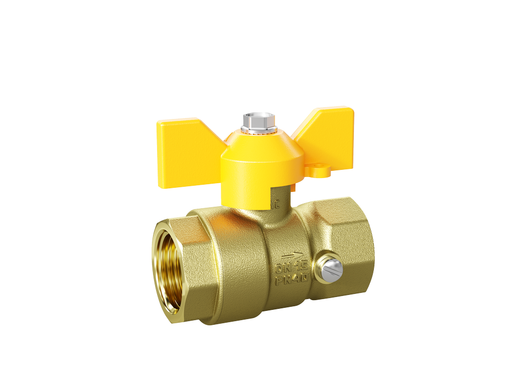 Кран шаровой латунный для манометра LD Pride 44.15.В-В.М.Б GAS Ду 15 Ру 16 бабочка с биркой