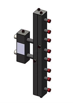 Гидроразделитель Zota с коллектором вертикальный, 4 контура, до 70 кВт