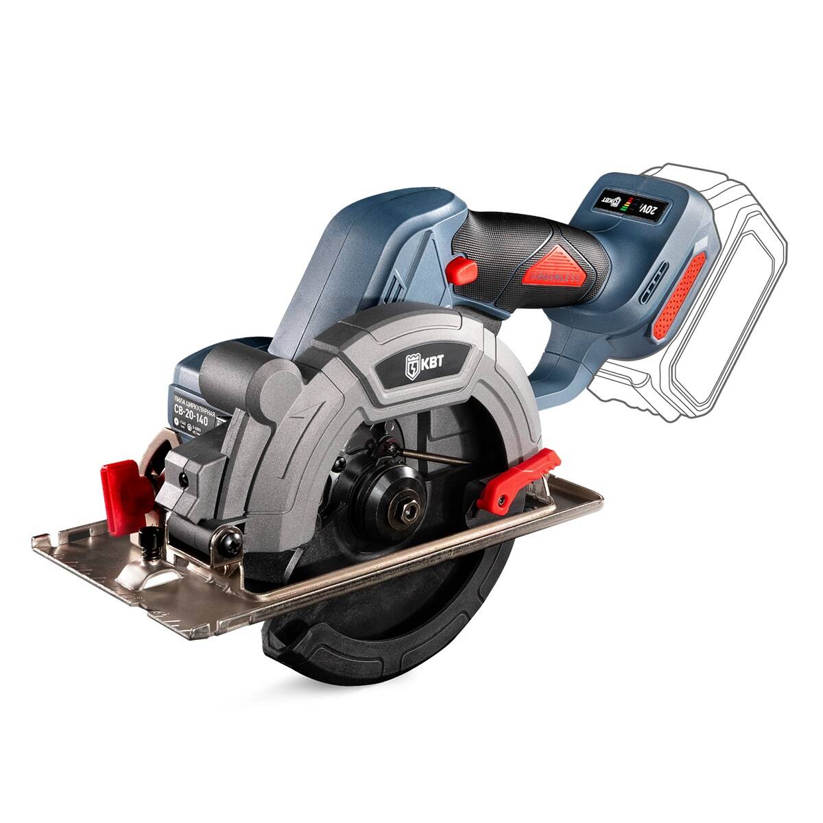 CB-20-140 без АКБ и ЗУ серия ПРОФИ КВТ CB-20-140 без АКБ и ЗУ серия ПРОФИ Пила циркулярная аккумуляторная