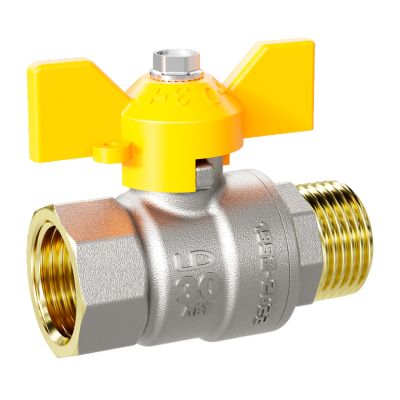 Кран шаровой латунный LD Pride 47.32.В-Н.Б GAS ГС Ду 32 Ру 25 бабочка