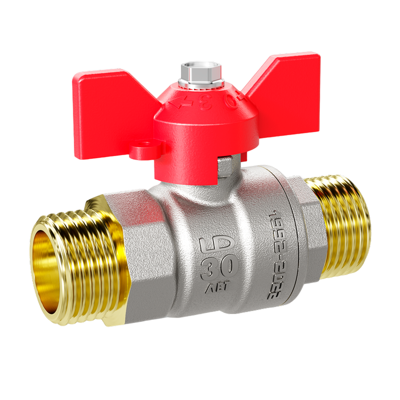 Кран шаровой латунный LD Pride 47.15.Н-Н.Б Ду 15 Ру 40 бабочка (red) с биркой