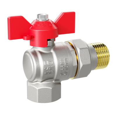 Кран шаровой латунный угловой LD Pride 47.15.В-ГШ.У.Б Ду 15 Ру 40 бабочка (red)