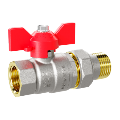 Кран шаровой латунный LD Pride 47.15.В-ГШ.Б Ду 15 Ру 40 бабочка (red) с биркой