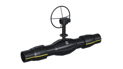 Кран шаровый LD для подземной установки КШЦП Р Gas 200.016.П/П.02. из стали 20 Ду200 Ру1,6МПа Н=1500мм с редуктором с ПЭ патрубками SDR 11, 225/219