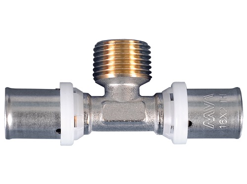 Пресс-фитинг тройник с переходом на наружную резьбу MVI 16х1/2"х16