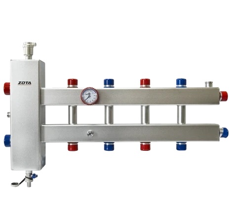 Гидроразделитель нерж. с коллектором горизонтальный, двухсторонний, 5 контуров