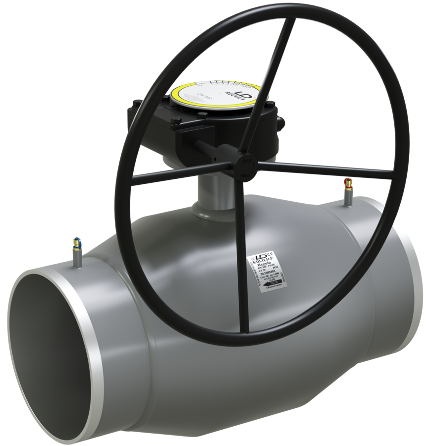 Кран шаровый LD КШЦПР Energy Regula из стали 20 Ду200/150 Ру2,5МПа с редуктором