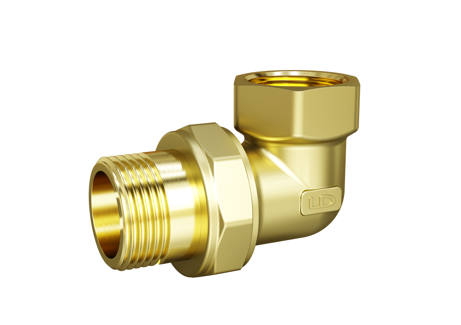 Сгон разъемный угловой (американка) LD Pride DN20 (3/4") ВР/НР латунь
