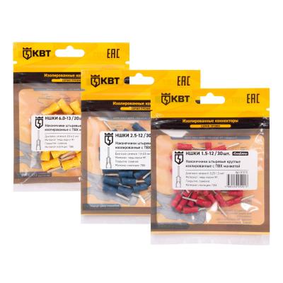 НШКИ 2.5–12 (30 шт) КВТ НШКИ 2.5–12 (30 шт) Наконечник кабельный штыревой круглый изолированный