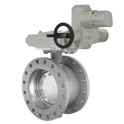 Поворотно-дисковый затвор 3-х эксцентриковый LD под электропривод из стали 20, ПДЗ.Ф.Э.400.016.02