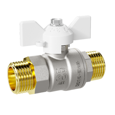 Кран шаровой латунный LD Pride 47.25.Н-Н.Б Ду 25 Ру 40 бабочка (white) с биркой