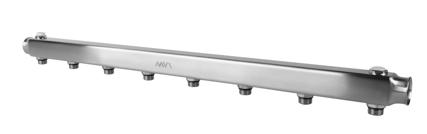 Коллектор из нержавеющей стали MVI, м\ц 100мм, 1"x1/2", 8 выходов