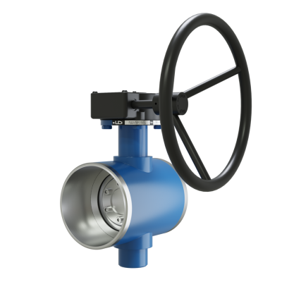 Поворотно-дисковый затвор 3-х эксцентриковый LD Energy с редуктором R из стали 09Г2С, ПДЗ.П.Р.200.025.03