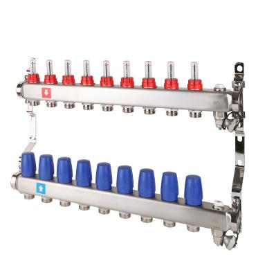Коллектор с расходомерами, дренажным краном и краном Маевского, 9 вых.