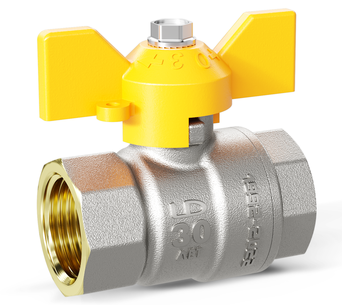 Кран шаровой латунный LD Pride 47.20.В-В.Б GAS Ду 20 Ру 40 бабочка