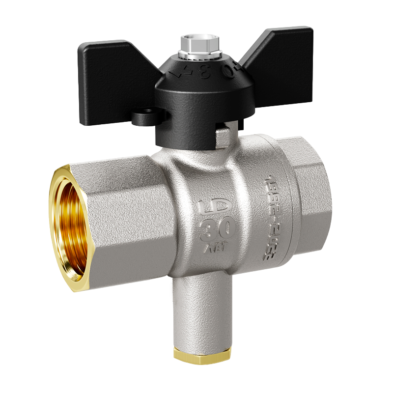 Кран шаровой латунный для датчика температуры LD Pride 45.15.В-В.Т.Б Ду 15 Ру 40 бабочка