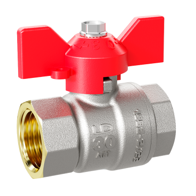 Кран шаровой латунный LD Pride 47.20.В-В.Б Ду 20 Ру 40 бабочка (red)