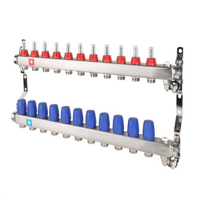 Коллектор с расходомерами, дренажным краном и краном Маевского. 11 вых.