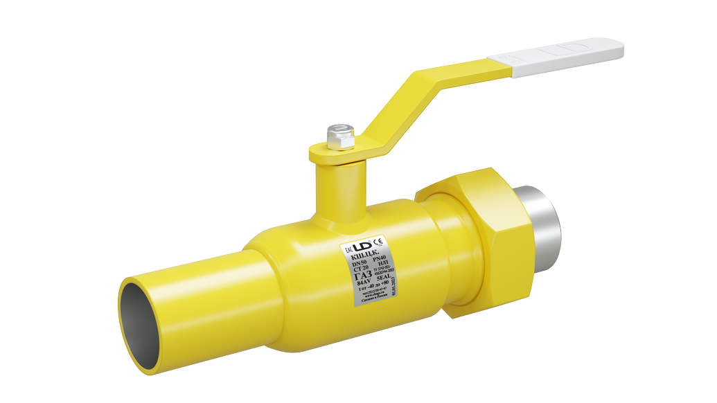 Кран шаровый LD КШЦК Gas 025.040.Н/П.02. (приварка/штуцер) из стали 20 Ду25 Ру4,0МПа