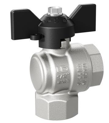 Кран шаровой латунный угловой LD Pride 47.25.В-В.У.Б Ду 25 Ру 40 бабочка