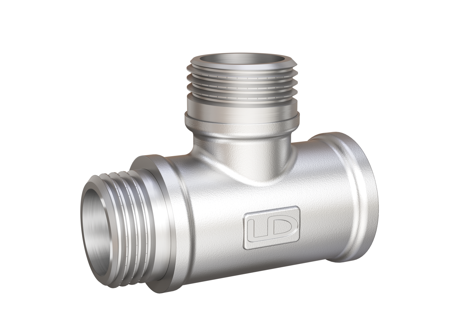 Тройник LD Pride DN15 (1/2") ВР/НР/НР латунь никель