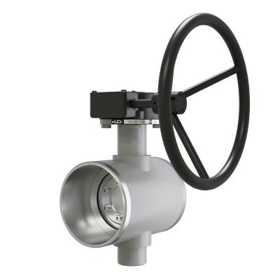 Поворотно-дисковый затвор 3-х эксцентриковый LD с редуктором R из стали 20, ПДЗ.П.Р.150.025.02 с редуктором R