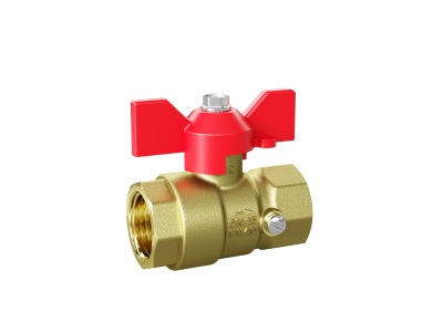 Кран шаровой латунный для манометра LD Pride 44.15.В-В.2М.Б Ду 15 М20 Ру 40 бабочка (red) с биркой