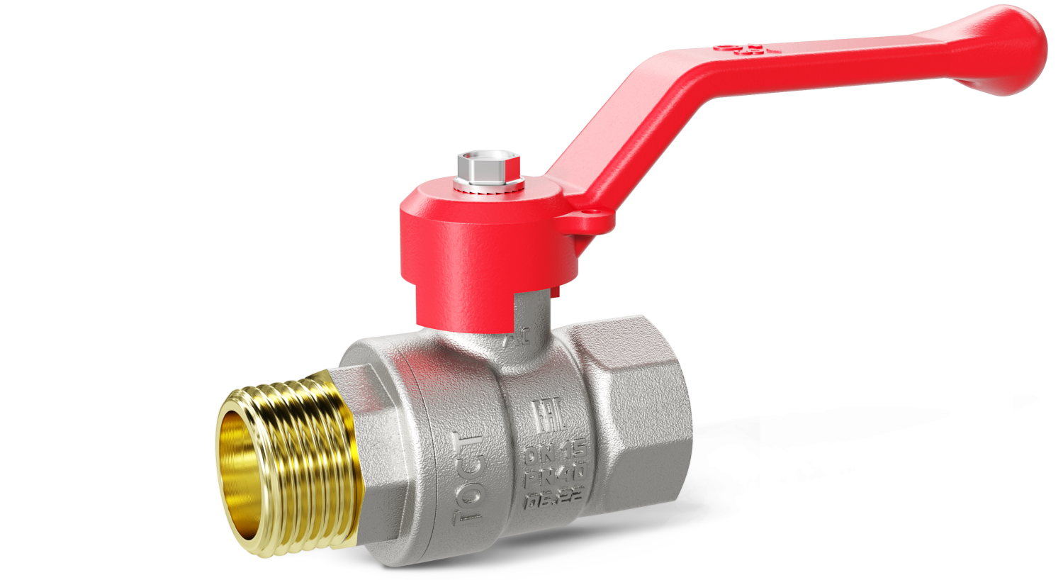 Кран шаровой латунный LD Pride 47.40.В-Н.Р Ду 40 Ру 25 рычаг (red)