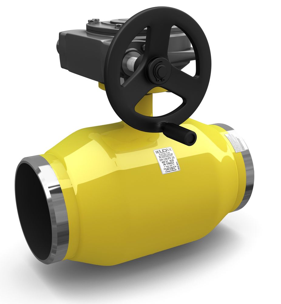 Кран шаровый LD КШЦП Р Gas 400/305.025.Н/П.02. из стали 20 Ду400/305 Ру2,5МПа с редуктором