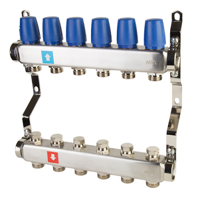 Коллектор без расходомеров, 6 выходов