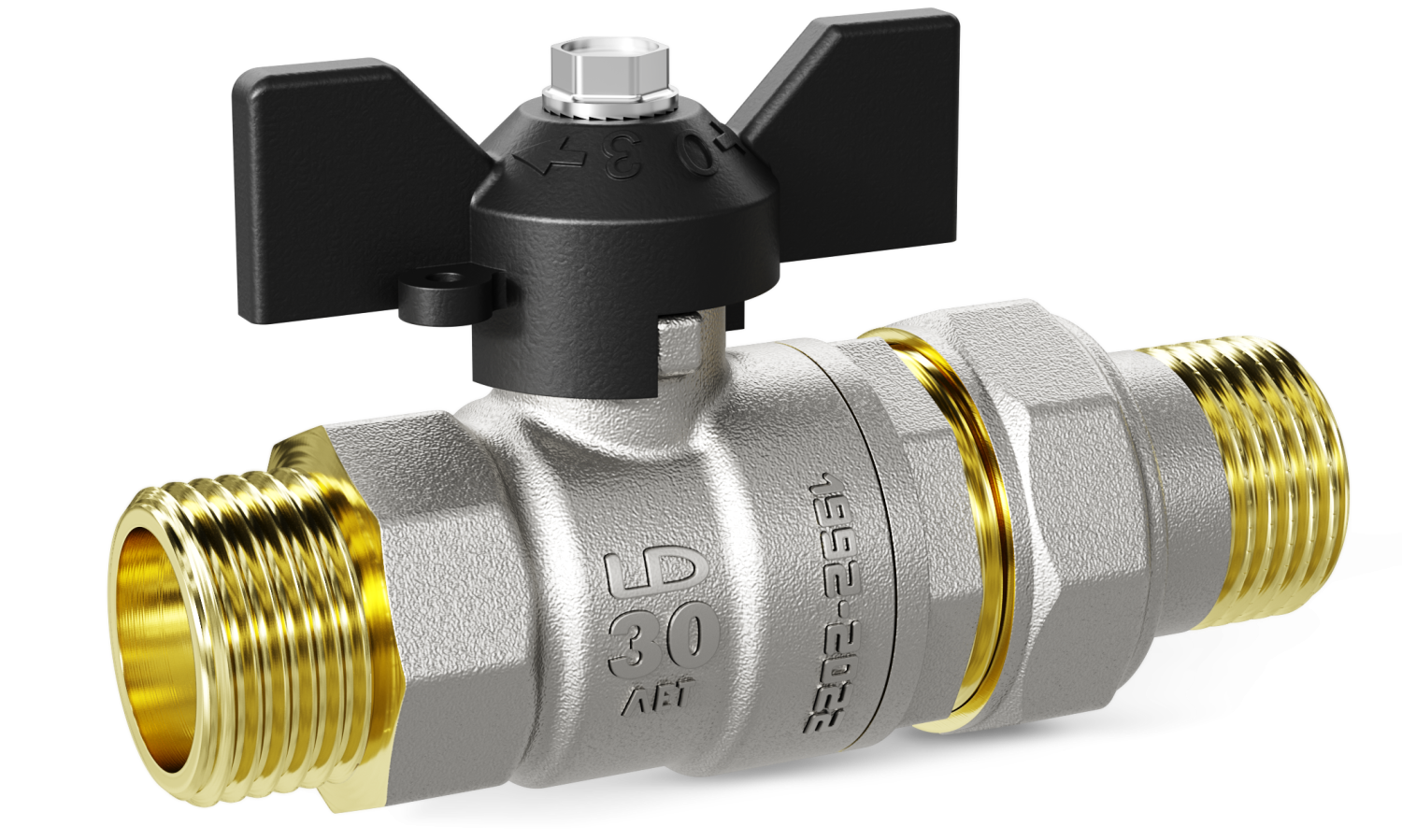 Кран шаровой латунный LD Pride 47.15.Н-ГШ.Б Ду 15 Ру 40 бабочка