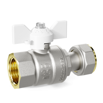 Кран шаровой латунный с накидной гайкой LD Pride 47.20.В-НкГк.Б Ду 20 Ру 40 бабочка (white)