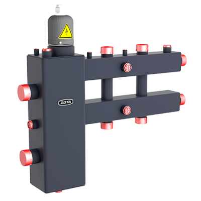 Гидроразделитель Zota с коллектором горизонтальный, 3 контура, до 70 кВт c заглушкой под ТЭНБ