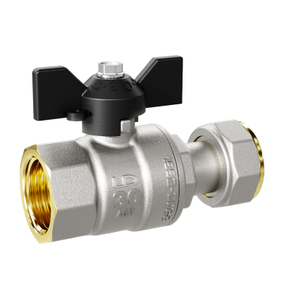 Кран шаровой латунный с накидной гайкой LD Pride 47.20.В-НкГк.Б Ду 20 Ру 40 бабочка