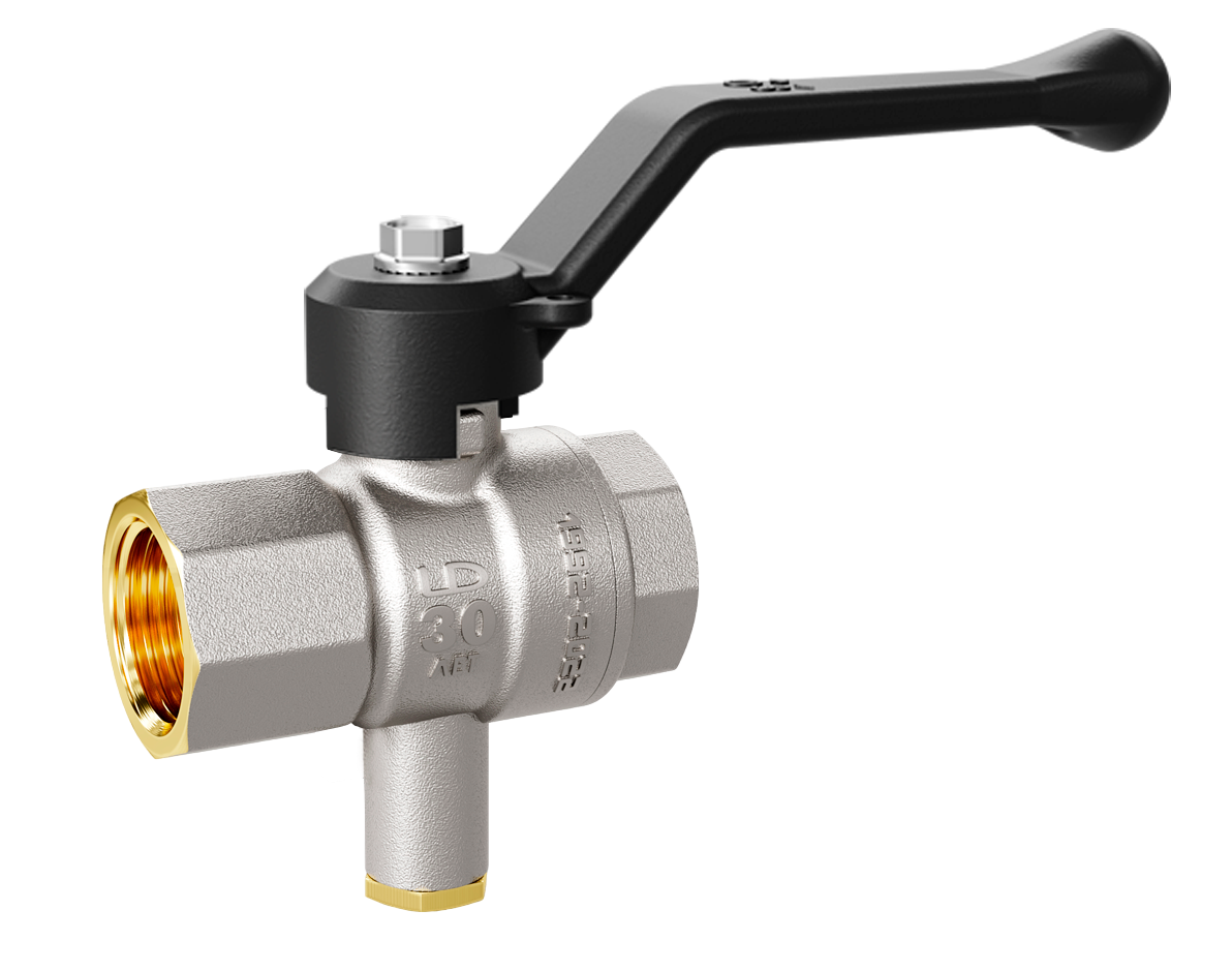 Кран шаровой латунный для датчика температуры LD Pride 45.15.В-В.Т.Р Ду 15 Ру 40 рычаг