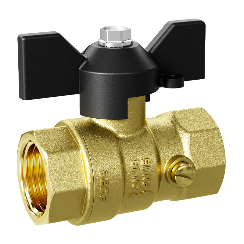 Кран шаровой латунный для манометра LD Pride 44.15.В-В.2М.Б Ду 15 М20 Ру 40 бабочка