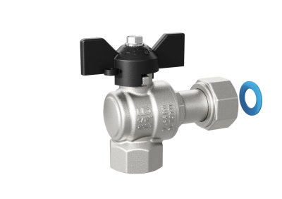 Кран шаровой латунный угловой с накидной гайкой LD Pride 47.15.В-НкГк.У.Б Ду 15 Ру 40 бабочка с биркой