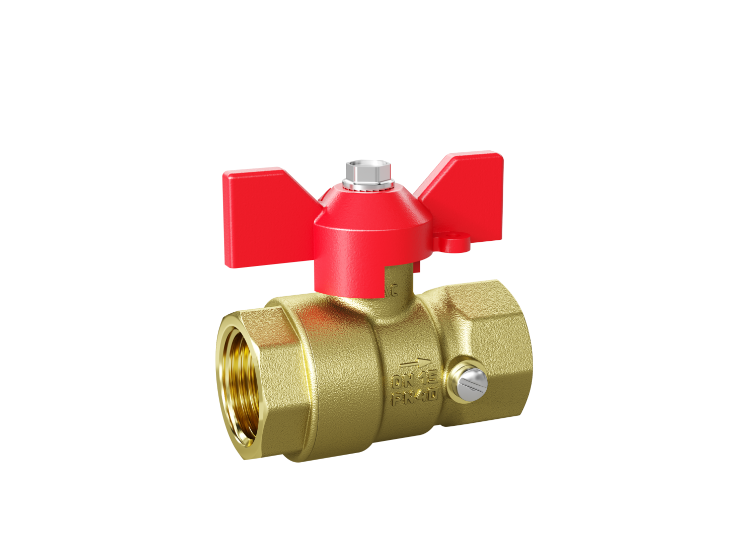 Кран шаровой латунный для манометра LD Pride 44.15.В-В.2М.Б Ду 15 М20 Ру 40 бабочка (red)