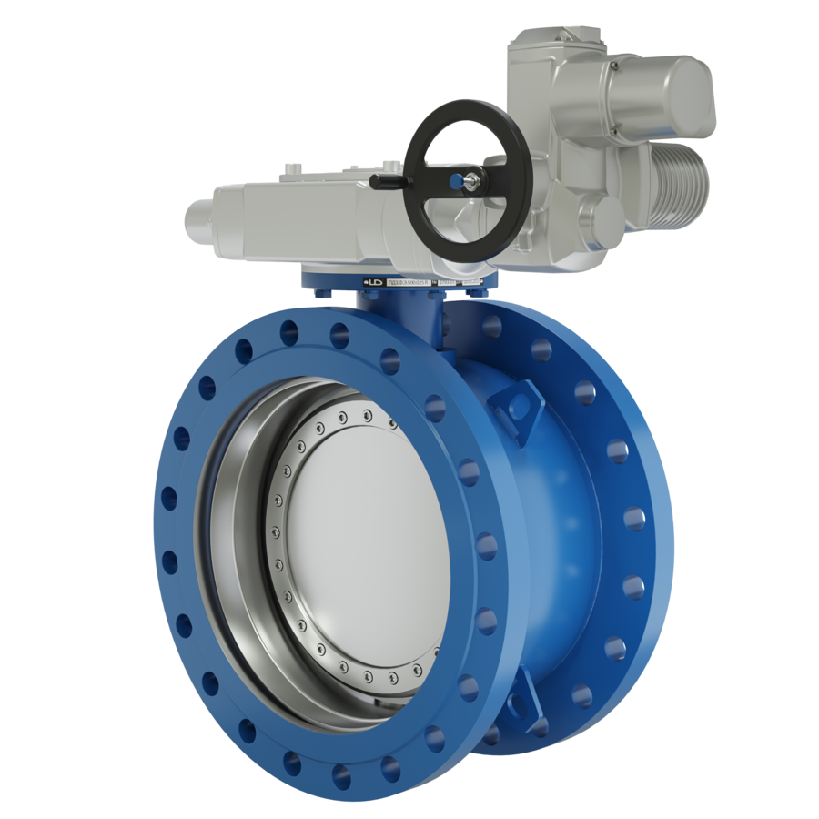 Поворотно-дисковый затвор 3-х эксцентриковый LD Energy под электропривод из стали 09Г2С, ПДЗ.Ф.Э.700.025.03