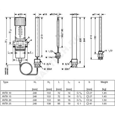 Клапан термостатический латунь AVTA Ду 20 Ру25 ВР G3/4" Тн=-25 +130С Danfoss 003N3162