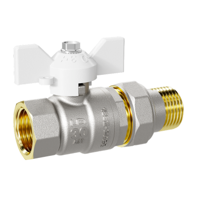 Кран шаровой латунный LD Pride 47.25.В-ГШ.Б Ду 25 Ру 40 бабочка (white) с биркой